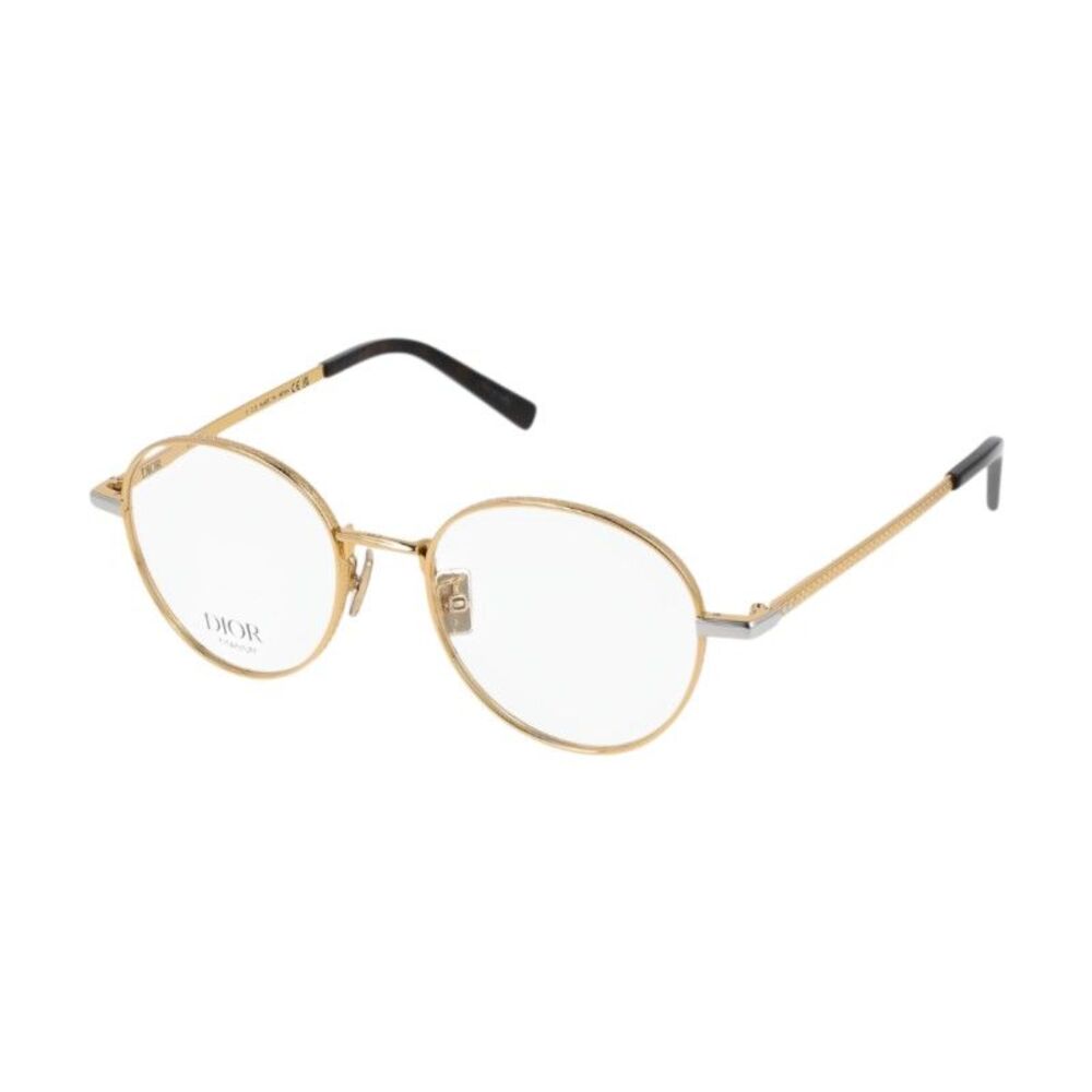 Dior Eyeglasses Square Full Rim, Gold Frame and Clear Demo Lens Lens